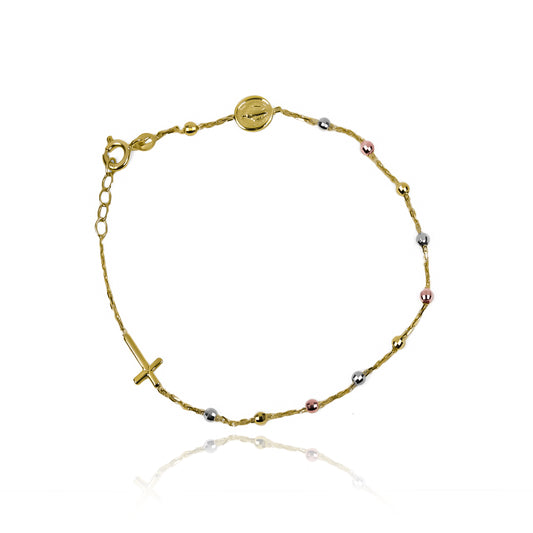 Denario facetado 3 oros I. Fabricado en oro 18K por Joyería Caracas, cuenta con certificado de calidad y garantía de por vida.