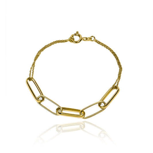 Pulsera clips XL, elaborada en oro 18K por Joyería Caracas. Con garantía para toda la vida.