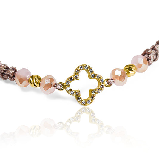 Pulsera Trébol croquis + Esferas #3 facetadas