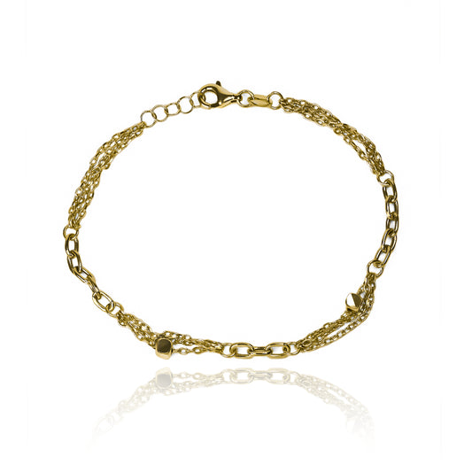 Pulsera cubana mix cubos, fabricada en oro 18K por Joyería Caracas, esta pulsera te ofrece garantía para toda la vida.