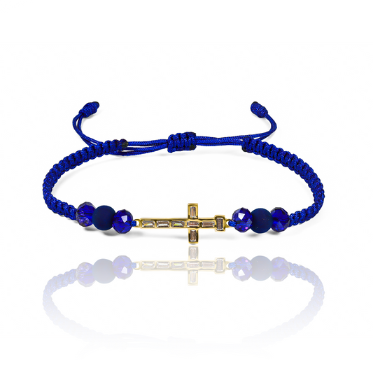 Pulsera cruz Jc baguette de Oro 18K. Diseñada por Joyería Caracas, garantizada para toda la vida.