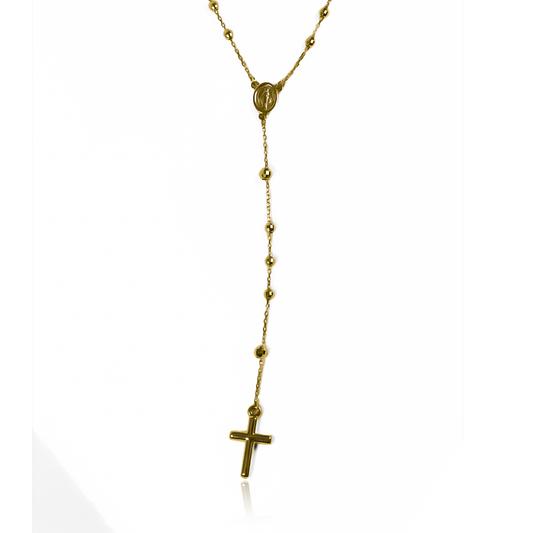 Rosario MM Facetado I, fabricado en oro 18K por Joyería Caracas, cuenta con un certificado de calidad y garantía de por vida.