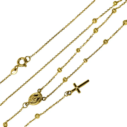 Rosario Diamantado S I, fabricado en oro 18K por Joyería Caracas, cuenta con un certificado de calidad y garantía de por vida.