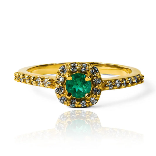 Anillo de compromiso Tian Ring Esmeralda & Diamantes. Fabricado en oro 18k en Joyería Caracas y cuenta con certificado de calidad y garantía de por vida.