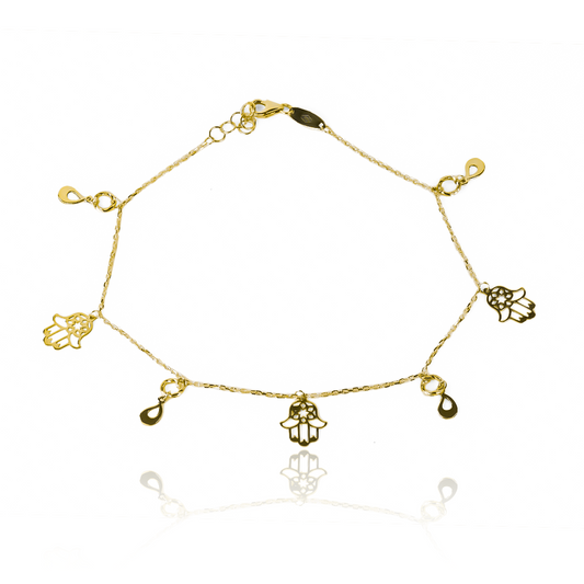Tobillera Jamsa elaborada en oro 18K por Joyería Caracas, cuenta con la garantía de toda la vida.