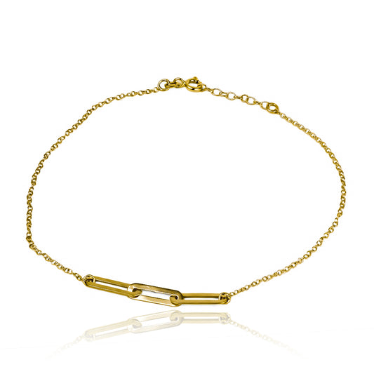 Tobillera clip Rolón elaborada en Oro 18K por Joyería Caracas. Además, ofrece garantía para toda la vida.