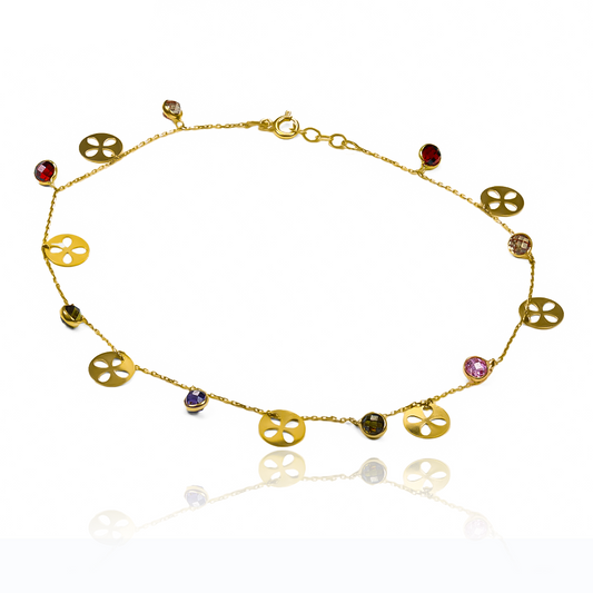 Tobillera especial, elaborada en oro de 18K por Joyería Caracas, cuenta con garantía de por vida.