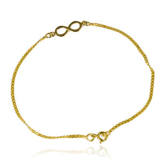 Tobillera infinito Bismarck elaborada en Oro 18K por Joyería Caracas. Además, cuenta con una garantía de por vida.