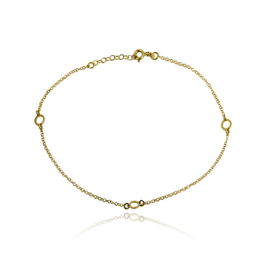 Tobillera Circles elaborada en Oro 18K por Joyería Caracas, cuenta con garantía de por vida.