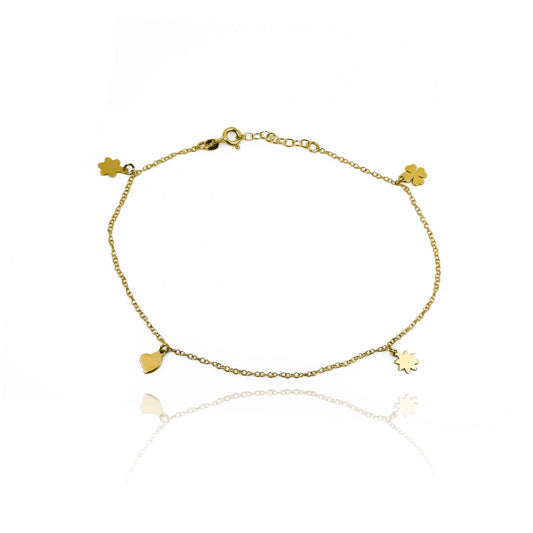 Tobillera figures, elaborada en oro 18K por Joyería Caracas, cuenta con un certificado de calidad y garantía de por vida.