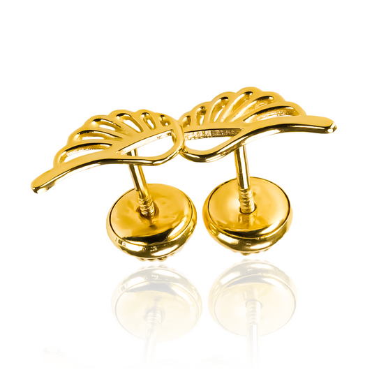 Topitos Alas caladas de Joyería Caracas. Hecho de Oro 18K y con garantía para toda la vida.