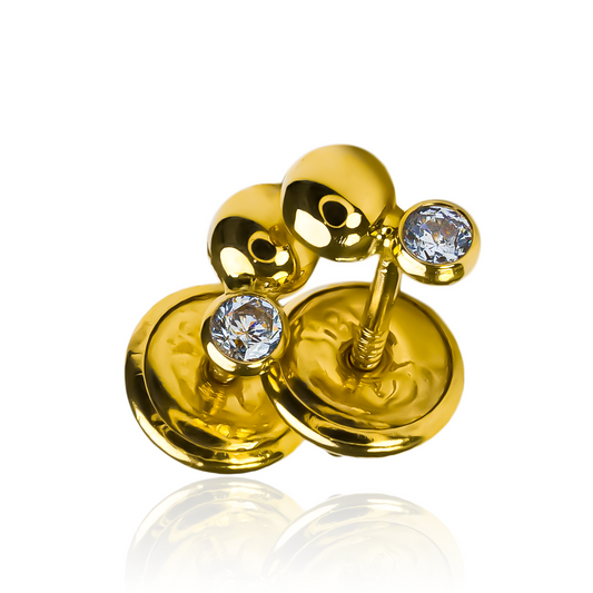 Topitos Ant cristal fabricados en Oro18K por Joyería Caracas, ofrecen la garantía de calidad y durabilidad de por vida.