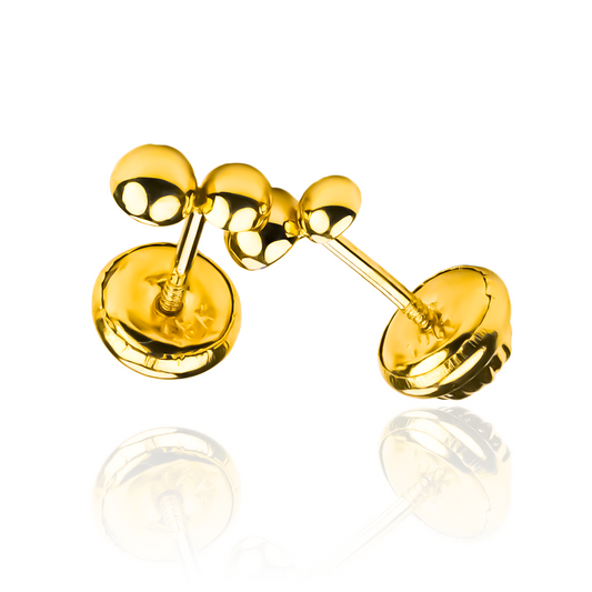 Topitos Ant lisa fabricados en oro 18K por Joyería Caracas. Con una garantía para toda la vida.