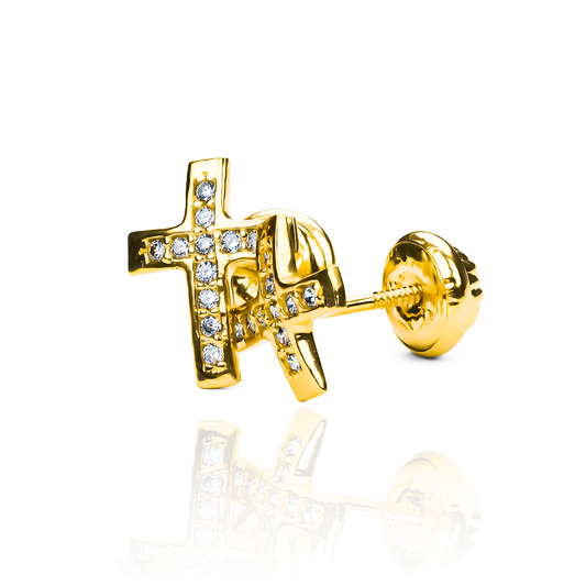 Topitos Cruz M cristales media caña es una joya de oro 18K de Joyería Caracas, símbolo de elegancia y exclusividad. Con cristales adornando la cruz, esta pieza representa un estilo de vida sofisticado y de alto nivel. Con garantía para toda la vida, es una inversión en belleza y durabilidad.