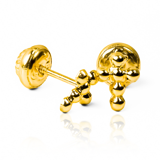 Topitos Cruz de Esferas de oro 18K de Joyería Caracas. Con una garantía para toda la vida.