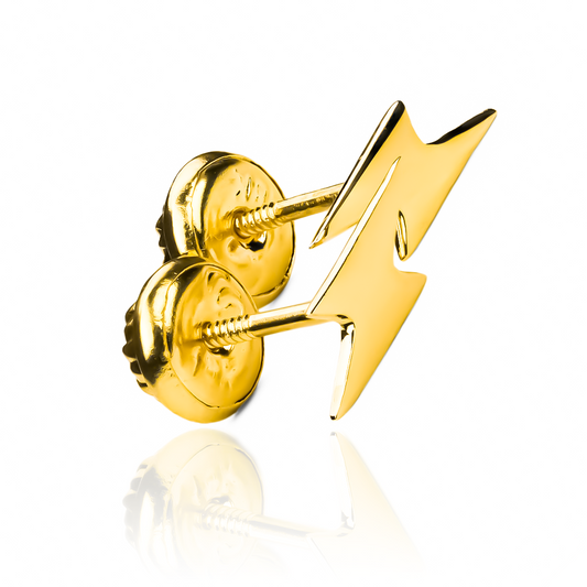 Topitos Rayo liso JT. Fabricados en Oro 18K por Joyería Caracas. Además, cuentan con una garantía de por vida.