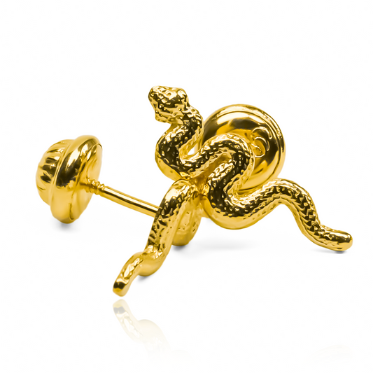 Topitos Snake corrugada. Fabricado con Oro 18K por Joyería Caracas, cuenta con garantía para toda la vida.