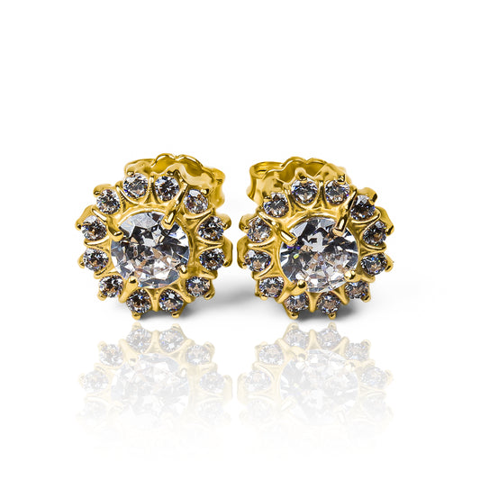 Aretes Bricks & Beach II fabricado en oro de 18k de Joyería Caracas, una colección inspirada en las palmeras de la ciudad de Miami donde se resalta sus icónicas características. Además, se complementa con la particular arquitectura de este hermoso lugar, diseñada por Diego Reyes, esta joya también cuenta con certificado de calidad y garantía de por vida.