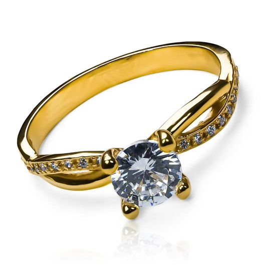 Anillo de compromiso torção. Hecho de oro 18k con certificado de calidad y garantía de por vida en Joyería Caracas.