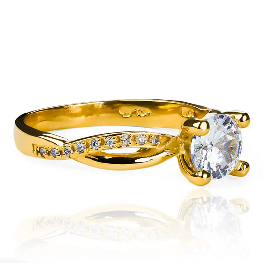 Anillo de compromiso torção. Hecho de oro 18k con certificado de calidad y garantía de por vida en Joyería Caracas.