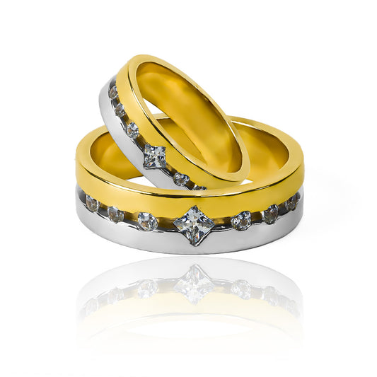 Argollas de matrimonio Triana, fabricadas en oro 18k por Joyería Caracas, cuentan con garantía de por vida.