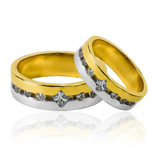 Argollas de matrimonio Triana, fabricadas en oro 18k por Joyería Caracas, cuentan con garantía de por vida.