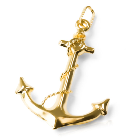 Dije Ancla L I es la joya perfecta fabricado por Joyería Caracas en oro 18k, cuenta con garantía de por vida.