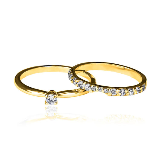 Anillo de compromiso duo perfect match de Joyería Caracas de alto nivel. Fabricado en oro 18k, cuenta con un certificado de calidad y garantía para toda la vida.