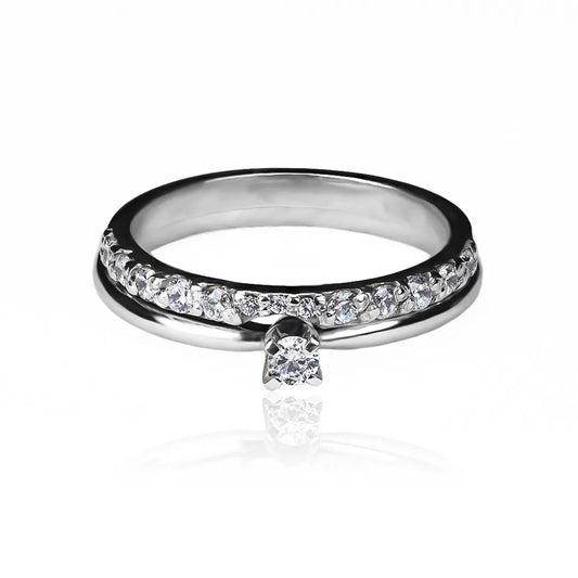 Anillo de compromiso duo perfect match de Joyería Caracas de alto nivel. Fabricado en oro 18k, cuenta con un certificado de calidad y garantía para toda la vida.