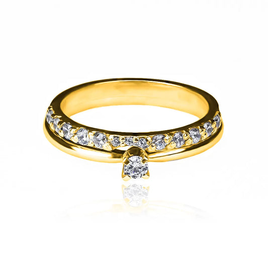 Anillo de compromiso duo perfect match de Joyería Caracas de alto nivel. Fabricado en oro 18k, cuenta con un certificado de calidad y garantía para toda la vida.