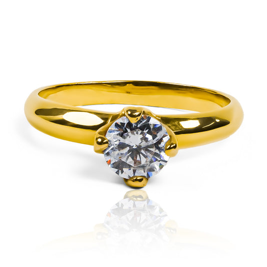 Anillo de compromiso Classic Caracas, fabricado en oro de 18 quilates de Joyería Caracas. Incluye un certificado de calidad y garantía de por vida.