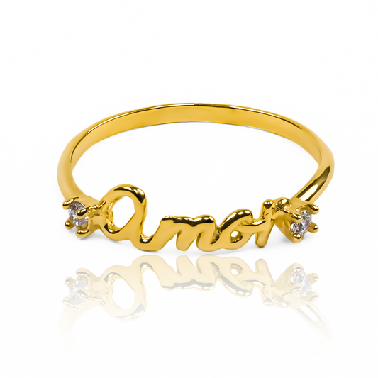 Anillo amor JT fabricado en oro 18k por Joyería Caracas y cuenta con nuestra garantía de por vida.