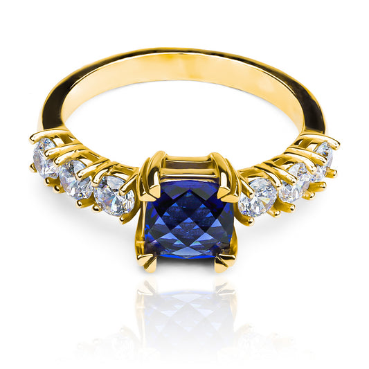 Anillo de compromiso blue rose es una pieza de Joyería Caracas elaborada en oro 18 k, con un certificado de calidad y garantía que asegura su durabilidad.