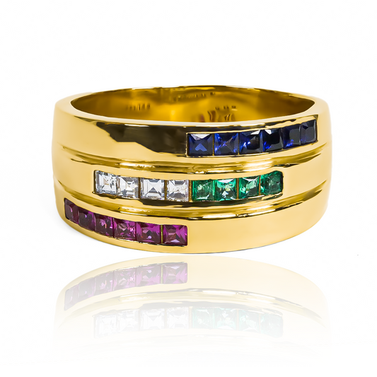 Anillo Carres, elaborado con oro 18k de la prestigiosa Joyería Caracas. Con una garantía para toda la vida.