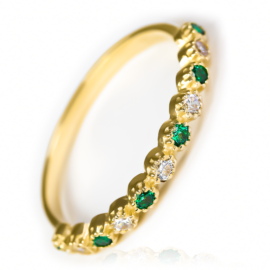 Anillo Caterpillar Cristal Ring JC Green de Joyería Caracas. Fabricado en Oro 18k, con garantía de por vida.