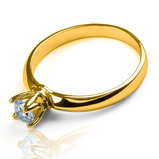 Anillo de compromiso Classic Caracas M. Hecho con oro 18k viene con certificado de calidad y garantía de por vida en Joyería Caracas.