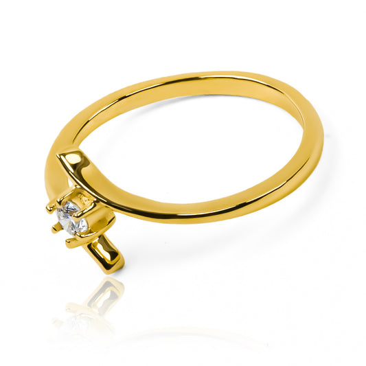 Anillo de compromiso Crossed de Joyería Caracas, hecho en oro 18k y acompañado de un certificado de calidad y garantía para toda la vida.