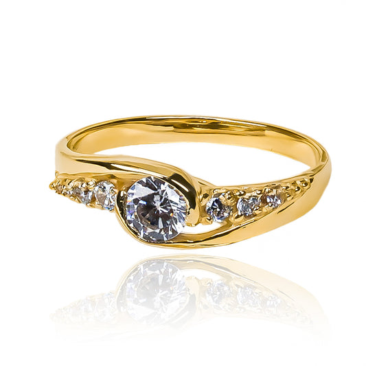 Anillo de compromiso Crystal Wave. Fabricado en oro 18k de Joyería Caracas viene acompañado de un certificado de calidad y garantía de por vida.