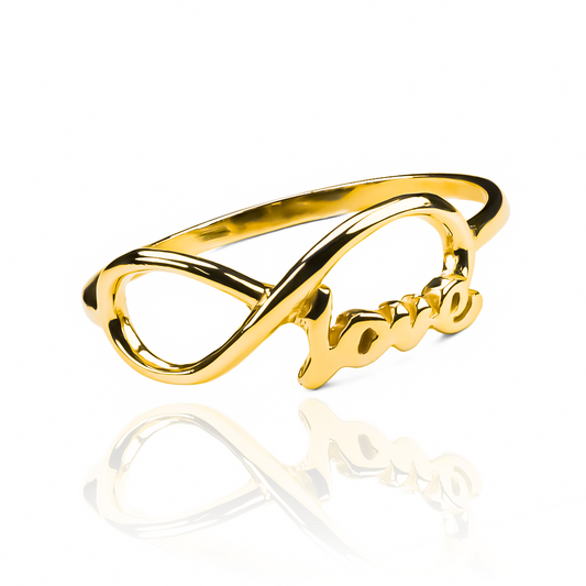 Anillo Love Infinity. Hecho en joyería Caracas con oro 18k, este anillo representa el amor eterno y viene con garantía para toda la vida.