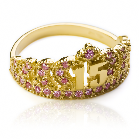 Anillo Pink Crown, fabricado en oro 18k por Joyería Caracas, cuenta con certificado de calidad y garantía de por vida.