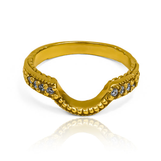 Anillo pisargolla ramas de Joyería Caracas en oro 18k. Su diseño lo hace único, garantizado para toda la vida.