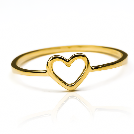 Anillo Simple Heart, fabricado en oro 18k por Joyería Caracas, cuenta con certificado de calidad y garantía de por vida.