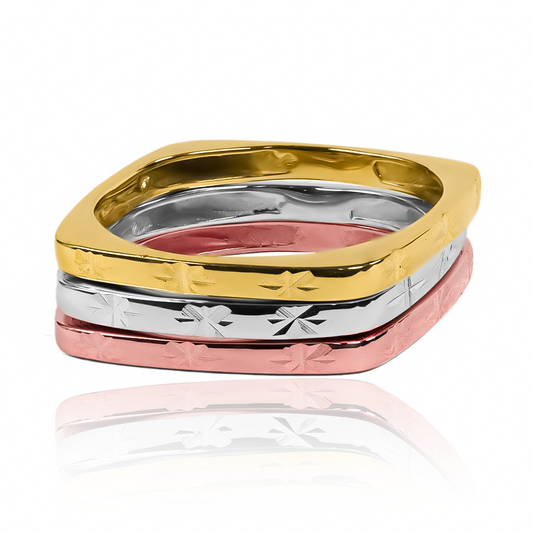 Anillos square rings de Joyería Caracas. Hechos con oro 18k de alta calidad, cada anillo es una obra de arte única. Con garantía para toda la vida.