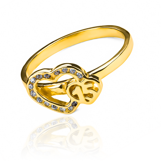 Anillo de Corazones de Cristal, fabricado en oro 18k por Joyería Caracas, cuenta con certificado de calidad y garantía de por vida.