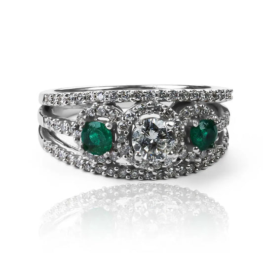 Anillo de compromiso eccentric Diamantes & Esmeraldas de Joyería Caracas en oro 18k viene con certificado y garantía de por vida.