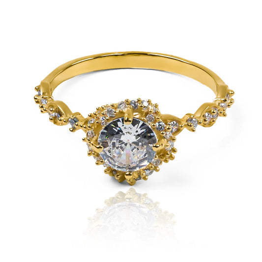 Anillo de compromiso entrelazado de Joyería Caracas con un hermoso diseño en oro 18k. Con certificado de calidad y garantía para toda la vida.