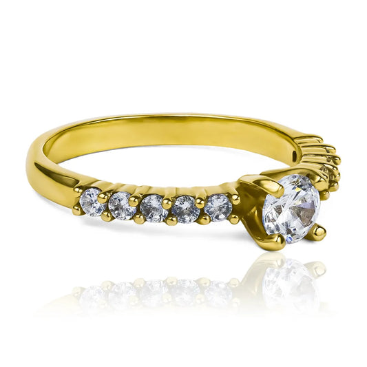 Anillo de compromiso solitario AGlove JC, fabricado por Joyería Caracas, utilizando oro de 18 quilates de la más alta calidad y con un certificado de garantía para toda la vida.