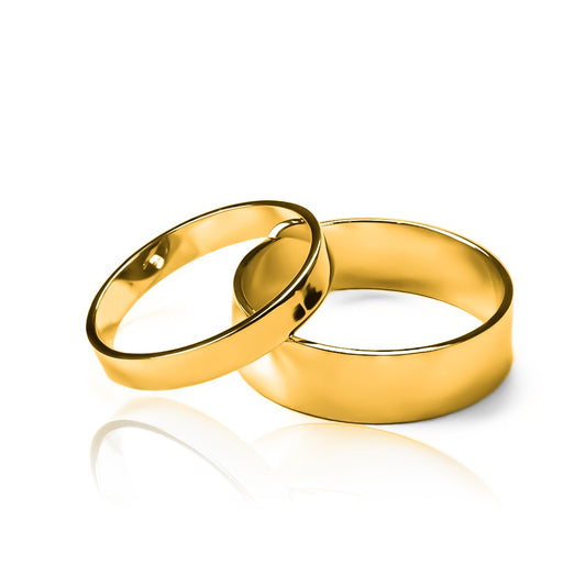 Argollas de matrimonio plane elegance, fabricados en oro 18k de Joyería Caracas, estas argollas están respaldadas por un certificado de autenticidad y garantía de por vida.