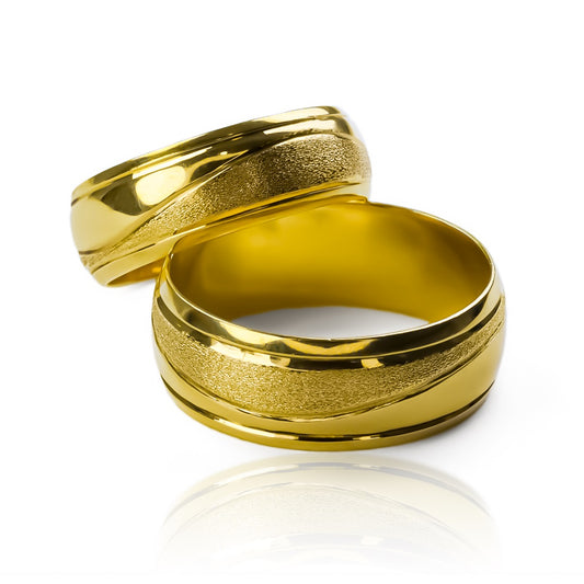 Argollas de matrimonio Atlantis I, elaboradas en oro 18k, cuentan con certificado de calidad y garantía de por vida.