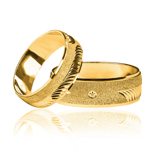 Argollas de matrimonio Blade, elaboradas en oro 18k por Joyería Caracas, cuentan con certificado de calidad y garantía de por vida.